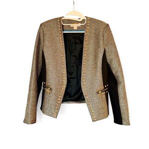 NWOT Michael Kors Women’s Studded Black and Gold Blazer Coat Size 8
